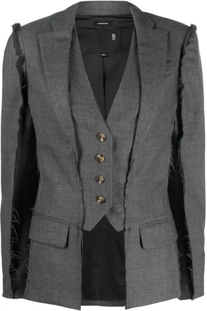 R13 Distressed layered wool blazer