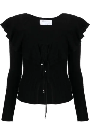 BLUMARINE Ruffled crochet wool cardigan