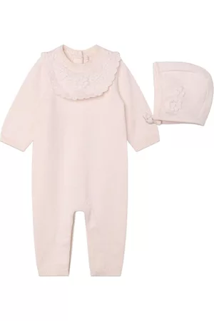 Chloé Floral-embroidered knitted babygrow set