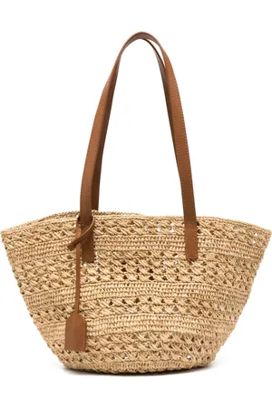 Saint Laurent Crocheted raffia tote bag