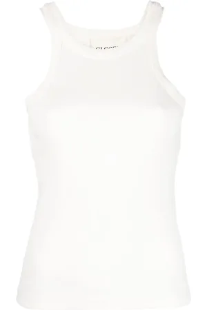 Closed Rib-knit racer tank top