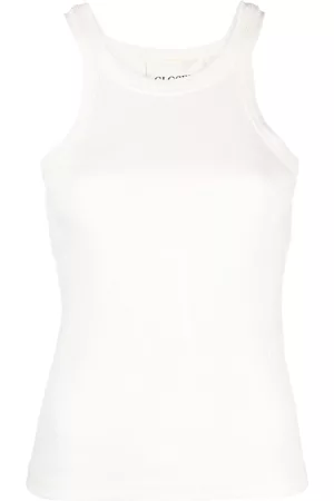 Closed Rib-knit racer tank top