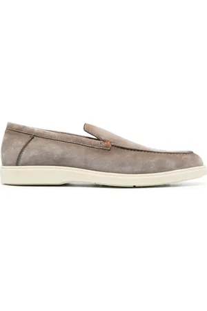 santoni Tonal-stitching leather loafers