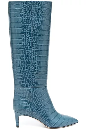 PARIS TEXAS Pointed-toe 60mm crocodile-effect leather boots