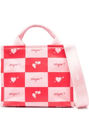 Msgm Checked logo-print tote bag