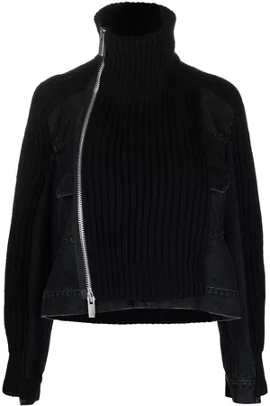 SACAI Panelled ribbed-knit jacket