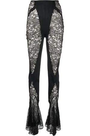 MUGLER Lace-panel flared trousers