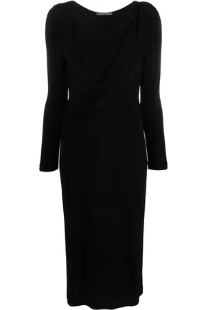Alberta Ferretti Round-neck draped midi dress