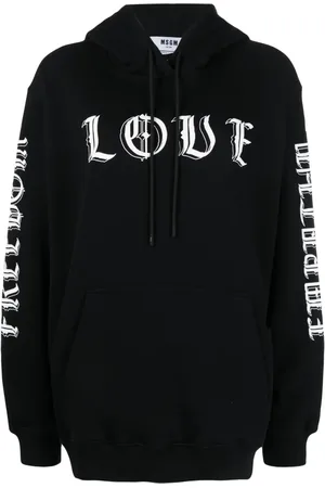 Msgm Logo-print jersey-fleece hoodie