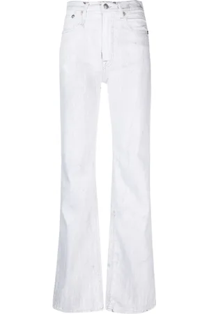 R13 Jane crackled-effect wide-leg jeans