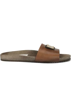 Dolce & Gabbana Logo-appliqué leather slides
