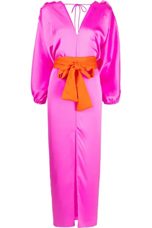 Cynthia Rowley Dolman ruffle-trim belted maxi dress