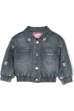 MONNALISA Bow-patch denim jacket