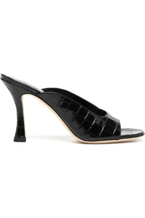 Staud Sylvia 100mm crocodile-effect mules