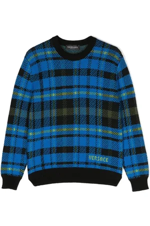 VERSACE Logo-intarsia checked jumper