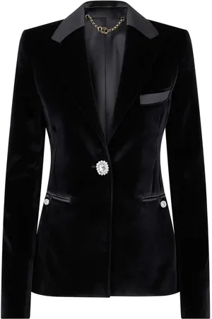 Paco rabanne Crystal-button velour single-breasted blazer