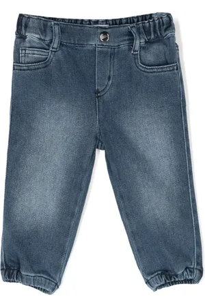 Emporio Armani Embroidered-logo stretch-cotton jeans