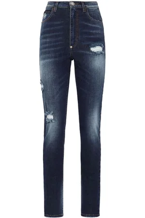 Philipp Plein Distressed-effect high-waisted jeggins