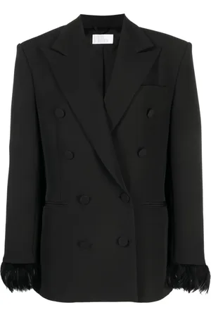 GIUSEPPE DI MORABITO Feather-cuffs double-breasted blazer