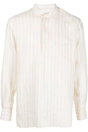 Frescobol Carioca Classic-collar striped linen shirt