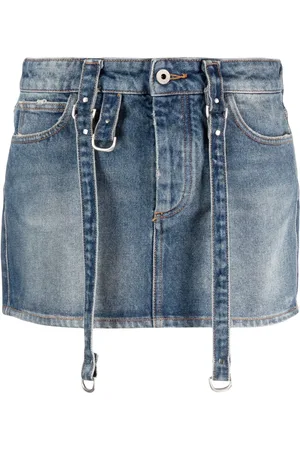 OFF-WHITE Logo-patch denim mini skirt