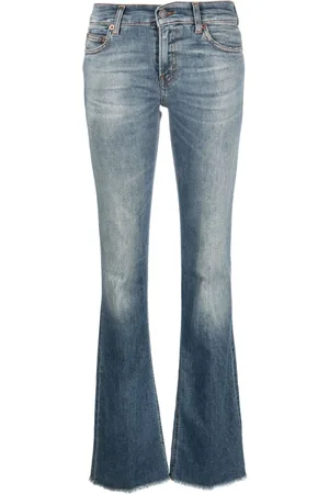 haikure Bleach-effect button-up flared jeans