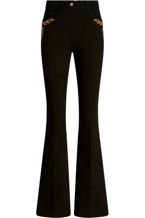 Etro Foliage-embroidered mid-rise flared jeans