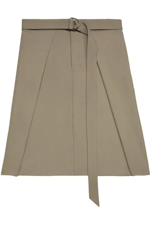 Ami Belted wool midi skirt