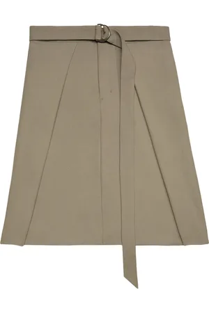 Ami Belted wool midi skirt