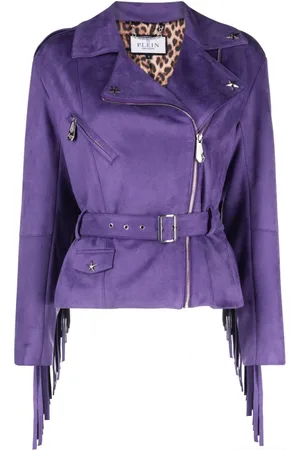 Philipp Plein Fringed studded faux-leather biker jacket