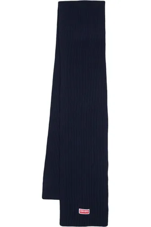 Kenzo Logo-patch ribbed-knit scarf