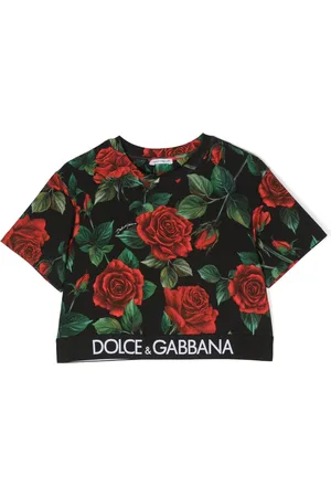 Dolce & Gabbana Rose-print cropped T-shirt