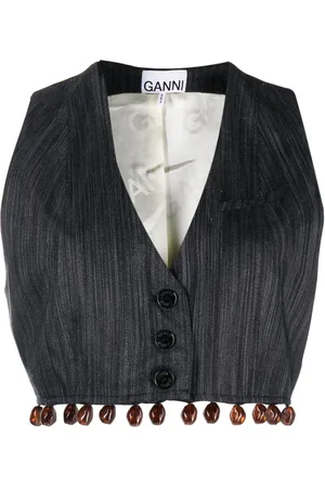 Ganni Bead-embellished striped vest