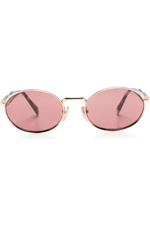 Prada Logo-engraved oval-frame tinted sunglasses