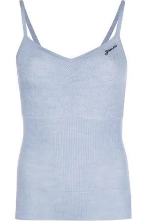Ganni Lace-detail merino cami top
