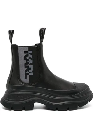 Karl Lagerfeld Logo-patch leather ankle boots