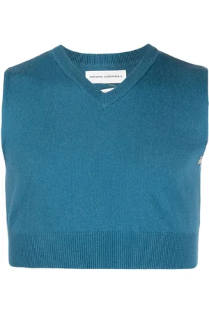 EXTREME CASHMERE V-neck fine-knit cropped vest