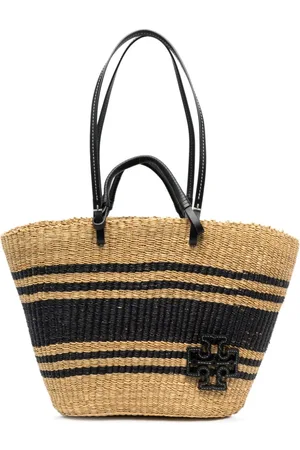 Tory Burch Ella striped raffia tote bag