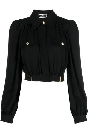 Elisabetta Franchi Logo-plaque cropped blouse