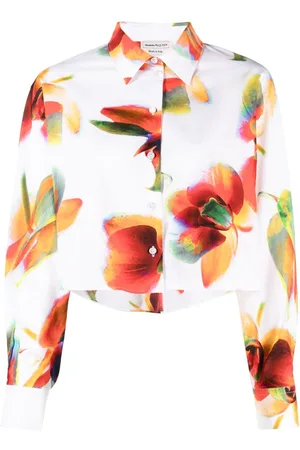 Alexander McQueen Floral-print cropped shirt