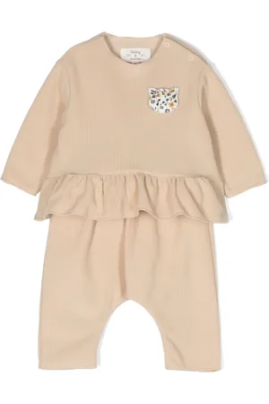 TEDDY & MINOU Ribbed-knit ruffle-hem trousers set