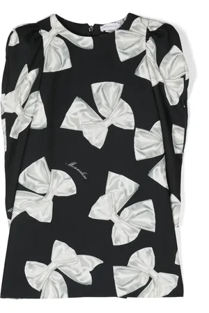 MONNALISA Bow-print cotton-blend dress