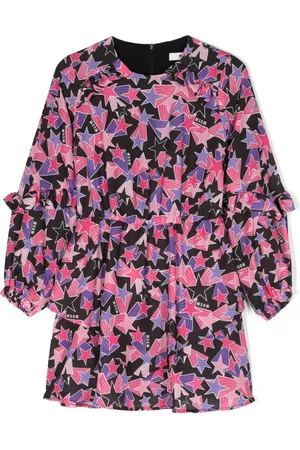 Msgm Star-print ruffled flared dress