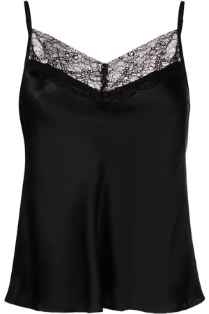 Maje Lace-trim silk top