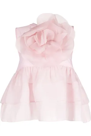 Cynthia Rowley Floral-appliqué organza peplum blouse