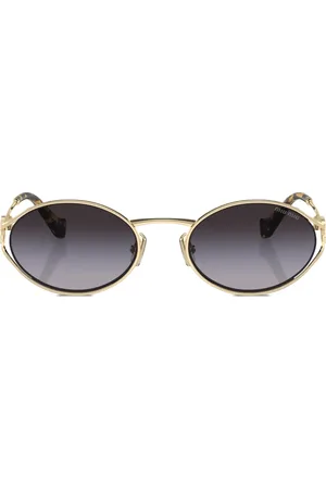 Miu Miu Logo-plaque oval-frame sunglasses