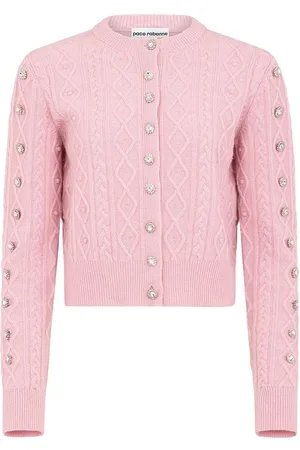 Paco rabanne Crystal-embellished cable-knit cardigan
