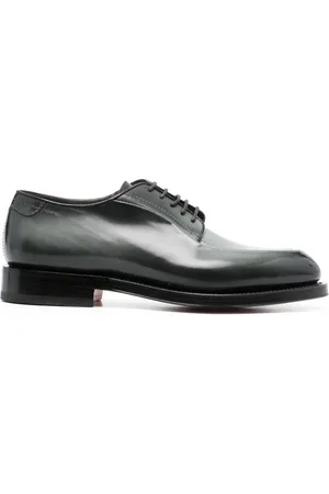 santoni Almond-toe leather derby shoes
