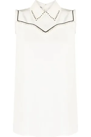 Miu Miu Bib-detailed sleeveless blouse
