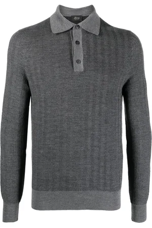 BRIONI Long-sleeve wool polo shirt